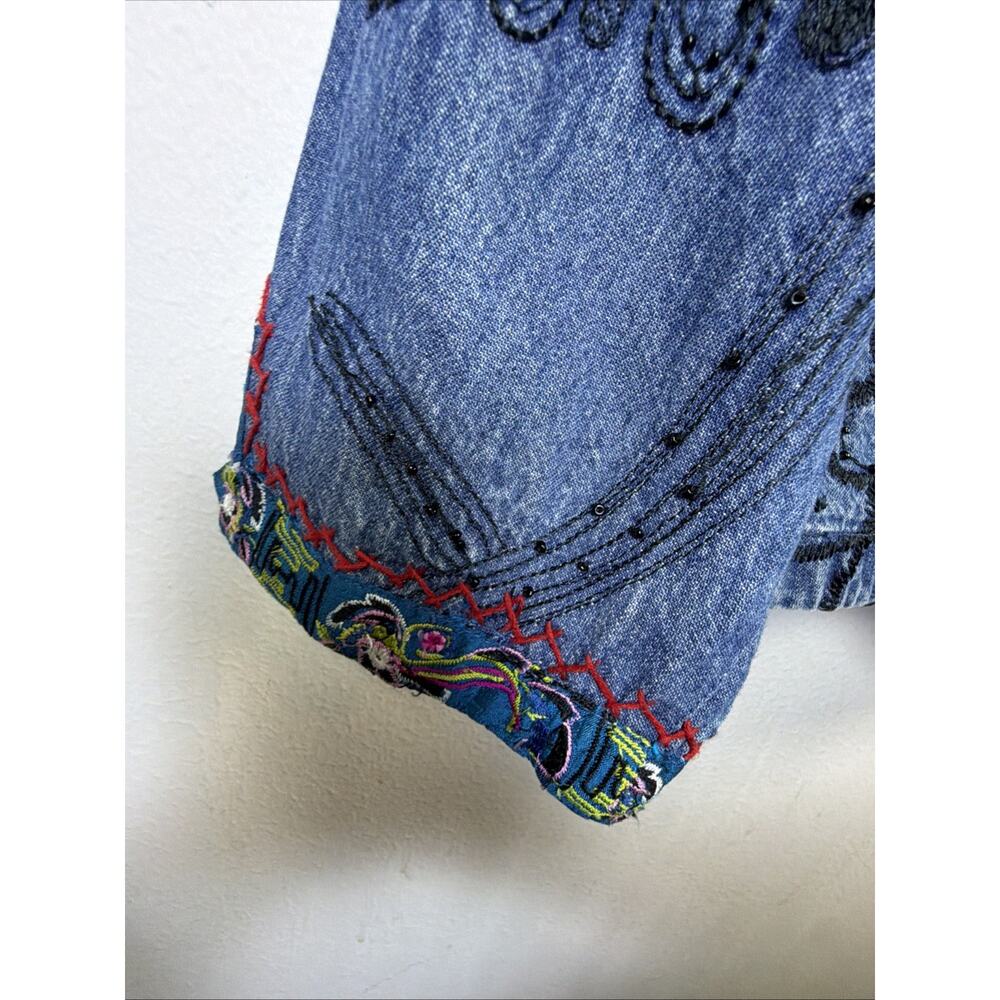 Chico's Design Southwest Embroidered Floral Lt Denim Jacket Large Boho victorian - Picture 12 of 16